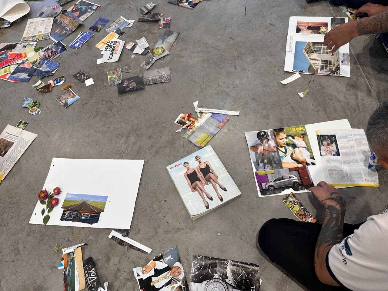 Materiales y collages en una actividad de arteterapia
